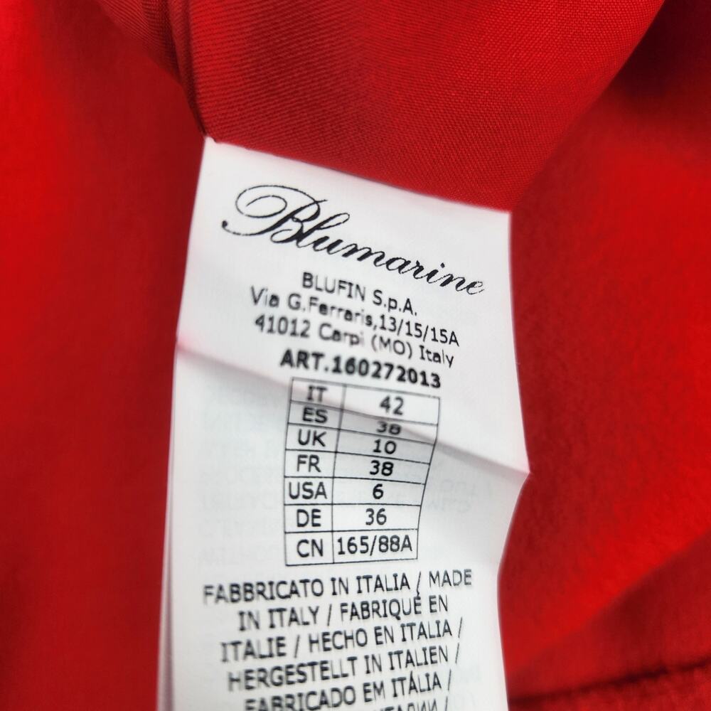 Blumarine Red Shift Dress Rhinestone Neckline 3/4 Sleeve Size 6 NWT Pockets - Picture 10 of 12